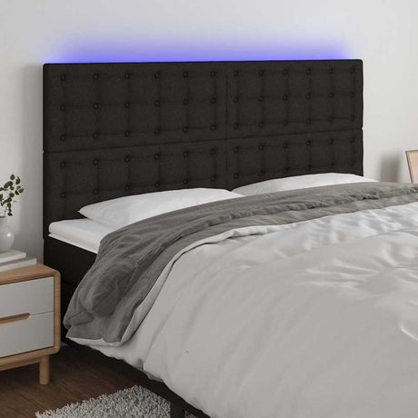 Vidaxl hoofdbord led 180x5x118 128 cm stof zwart