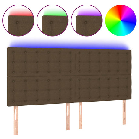 Vidaxl hoofdbord led 180x5x118 128 cm stof donkerbruin
