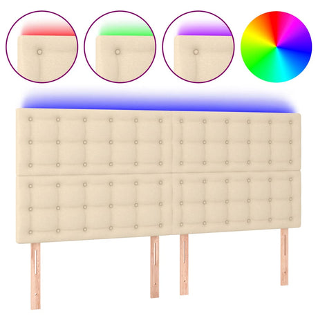 Vidaxl hoofdbord led 200x5x118 128 cm stof crèmekleurig