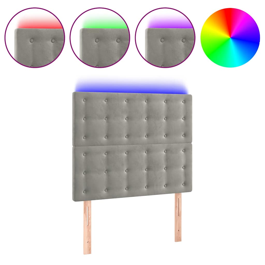 Vidaxl hoofdbord led 90x5x118 128 cm fluweel lichtgrijs