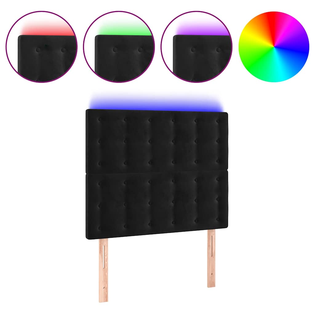 Vidaxl hoofdbord led 90x5x118 128 cm fluweel zwart
