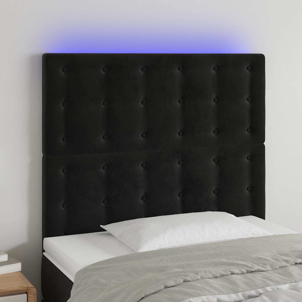 Vidaxl hoofdbord led 90x5x118 128 cm fluweel zwart