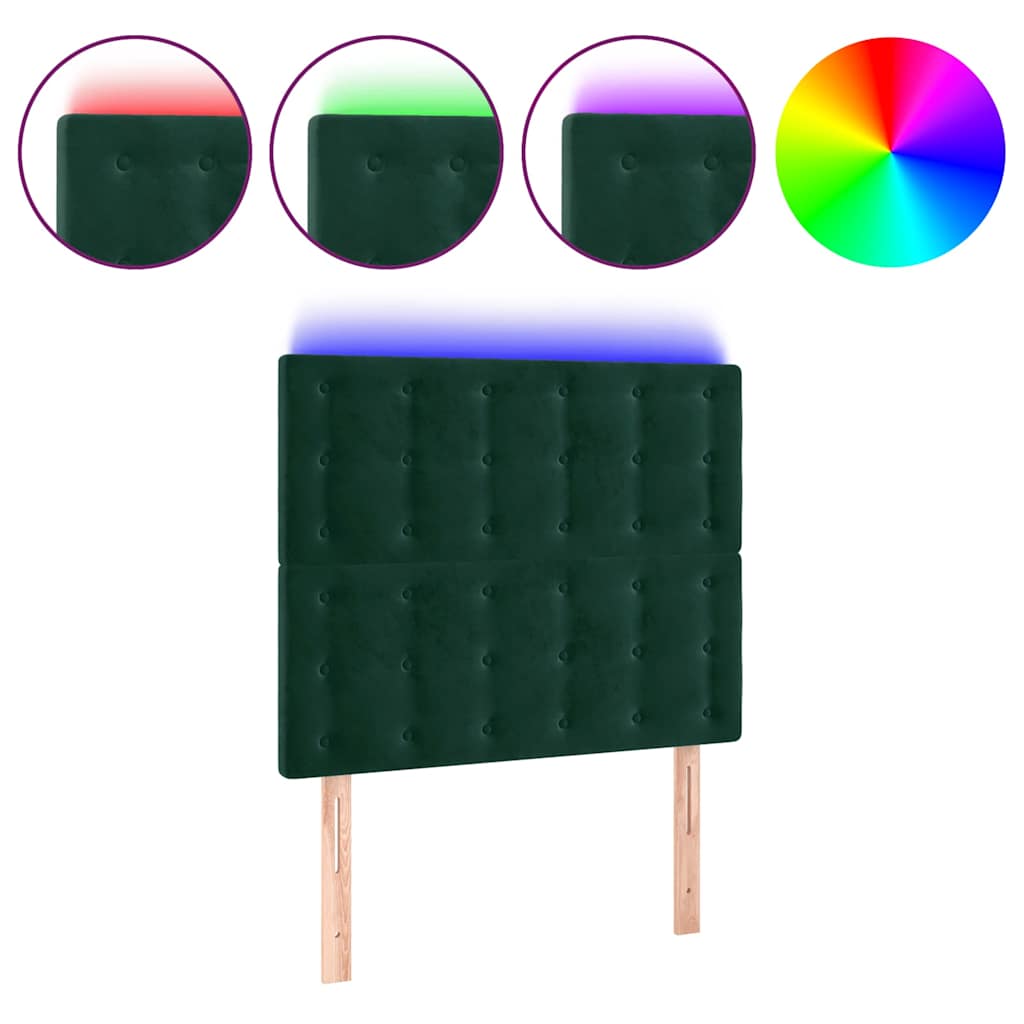 Vidaxl hoofdbord led 90x5x118 128 cm fluweel donkergroen