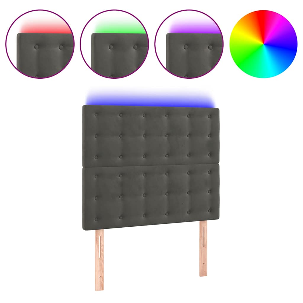 Vidaxl hoofdbord led 100x5x118 128 cm fluweel donkergrijs