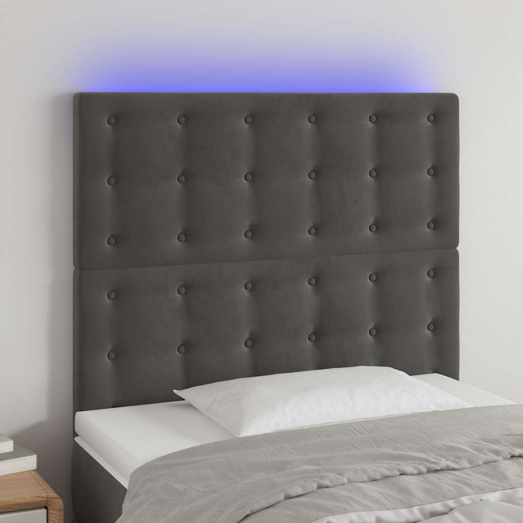 Vidaxl hoofdbord led 100x5x118 128 cm fluweel donkergrijs