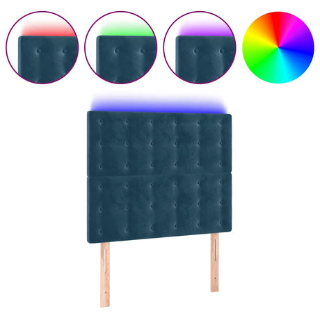Vidaxl hoofdbord led 100x5x118 128 cm fluweel donkerblauw