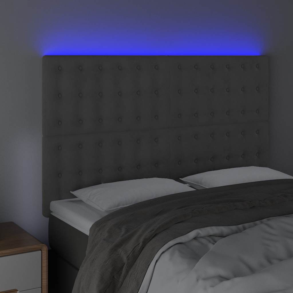 Vidaxl hoofdbord led 144x5x118 128 cm fluweel lichtgrijs