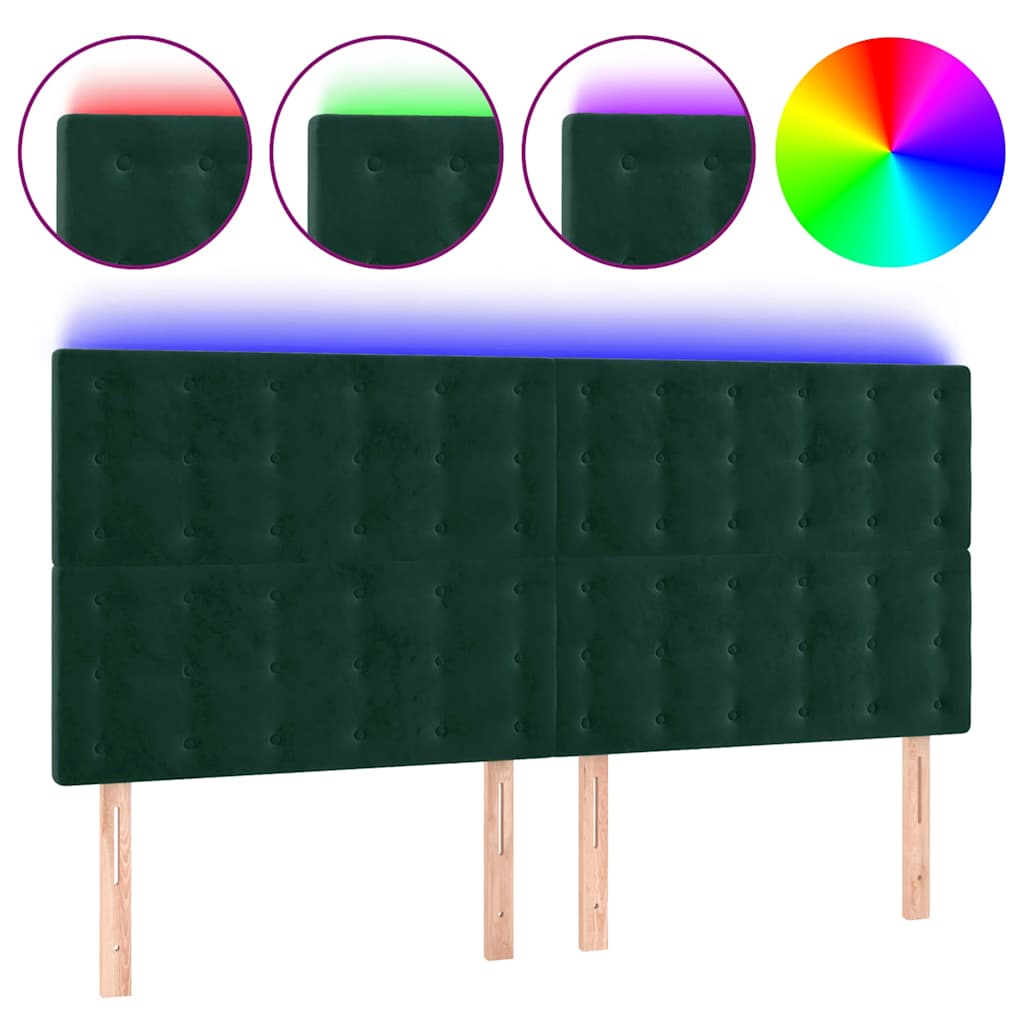 Vidaxl hoofdbord led 180x5x118 128 cm fluweel donkergroen