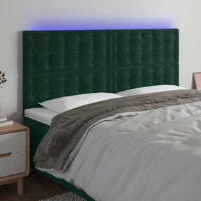 Vidaxl hoofdbord led 180x5x118 128 cm fluweel donkergroen