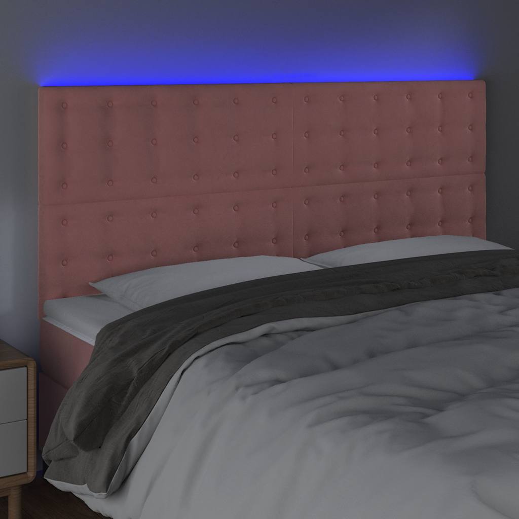 Vidaxl hoofdbord led 180x5x118 128 cm fluweel roze