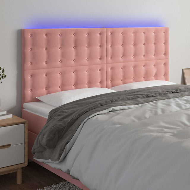 Vidaxl hoofdbord led 200x5x118 128 cm fluweel roze