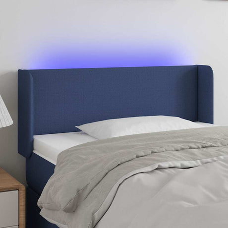 Vidaxl hoofdbord led 103x16x78 88 cm stof blauw