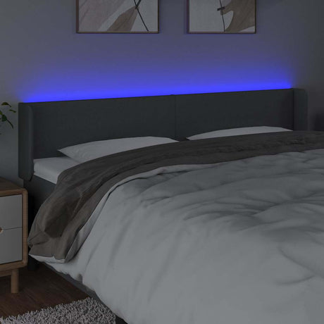 Vidaxl hoofdbord led 203x16x78 88 cm stof donkergrijs