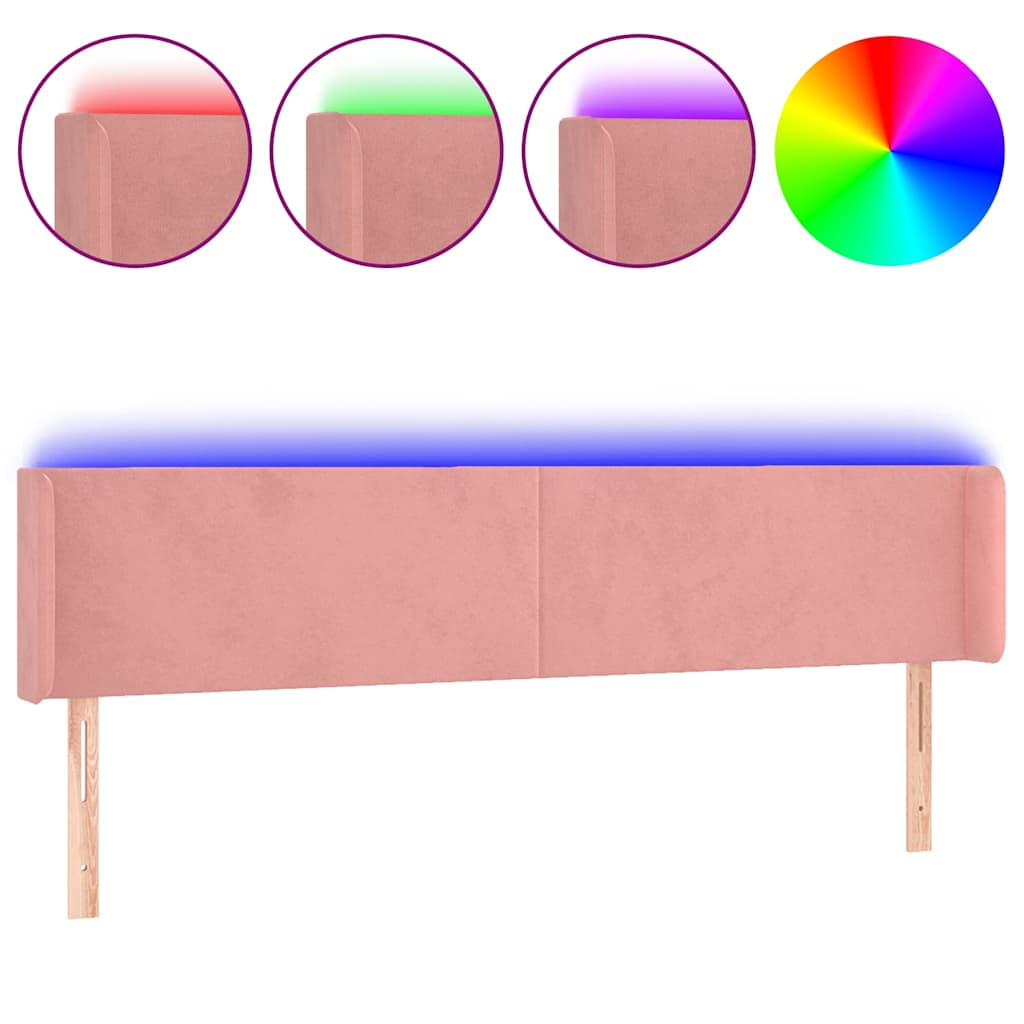 Vidaxl hoofdbord led 203x16x78 88 cm fluweel roze