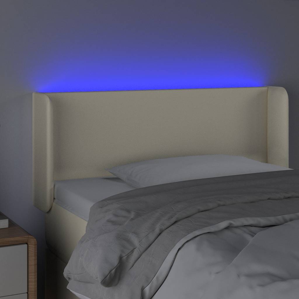 Vidaxl hoofdbord led 83x16x78 88 cm kunstleer crèmekleurig
