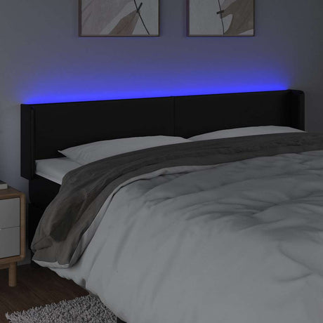 Vidaxl hoofdbord led 203x16x78 88 cm kunstleer zwart