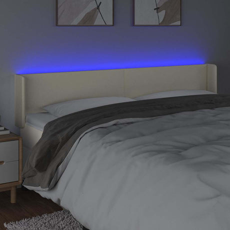Vidaxl hoofdbord led 203x16x78 88 cm kunstleer crèmekleurig