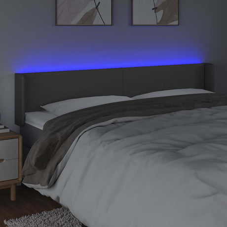 Vidaxl hoofdbord led 203x16x78 88 cm kunstleer grijs