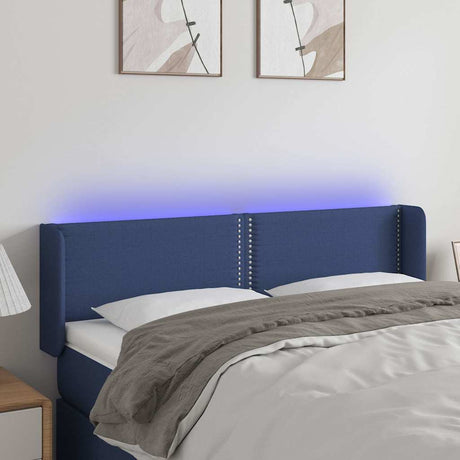 Vidaxl hoofdbord led 147x16x78 88 cm stof blauw