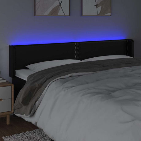 Vidaxl hoofdbord led 183x16x78 88 cm kunstleer zwart