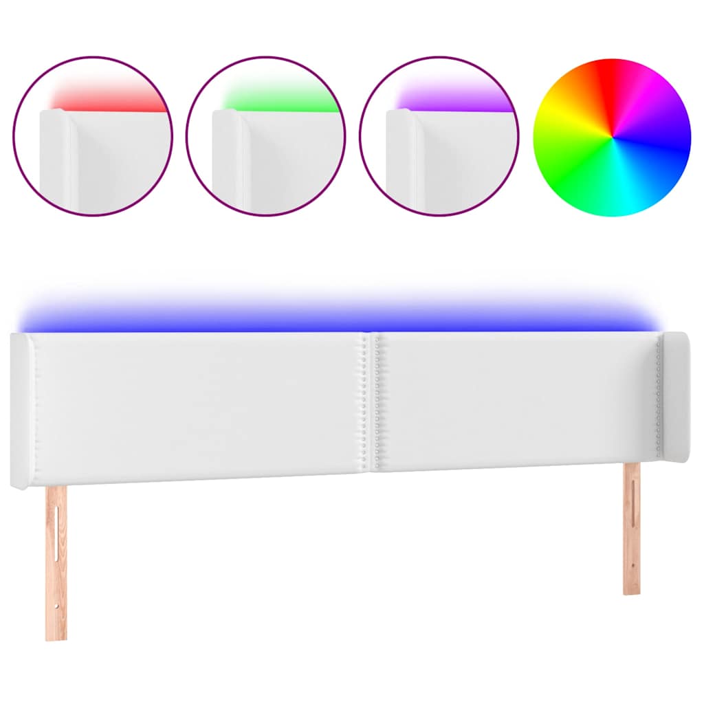 Vidaxl hoofdbord led 203x16x78 88 cm kunstleer wit