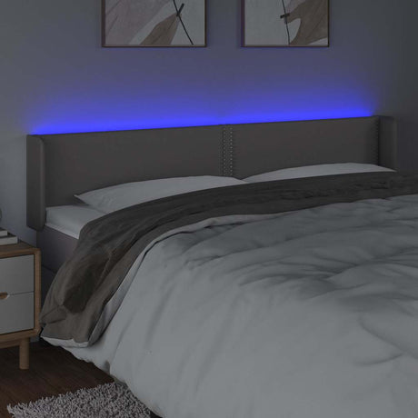 Vidaxl hoofdbord led 203x16x78 88 cm kunstleer grijs