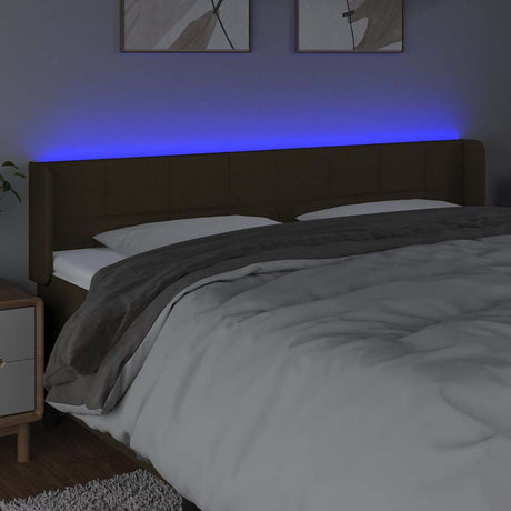 Vidaxl hoofdbord led 183x16x78 88 cm stof donkerbruin