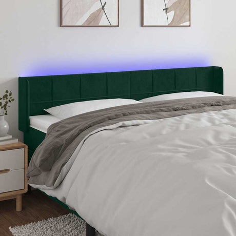 Vidaxl hoofdbord led 183x16x78 88 cm fluweel donkergroen