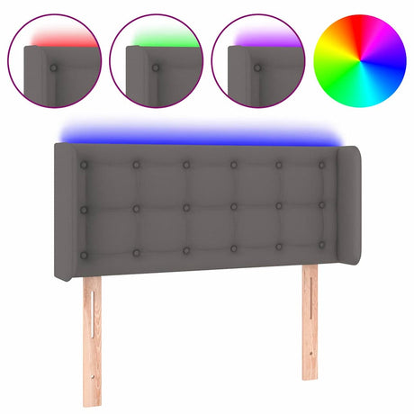 Vidaxl hoofdbord led 83x16x78 88 cm kunstleer grijs