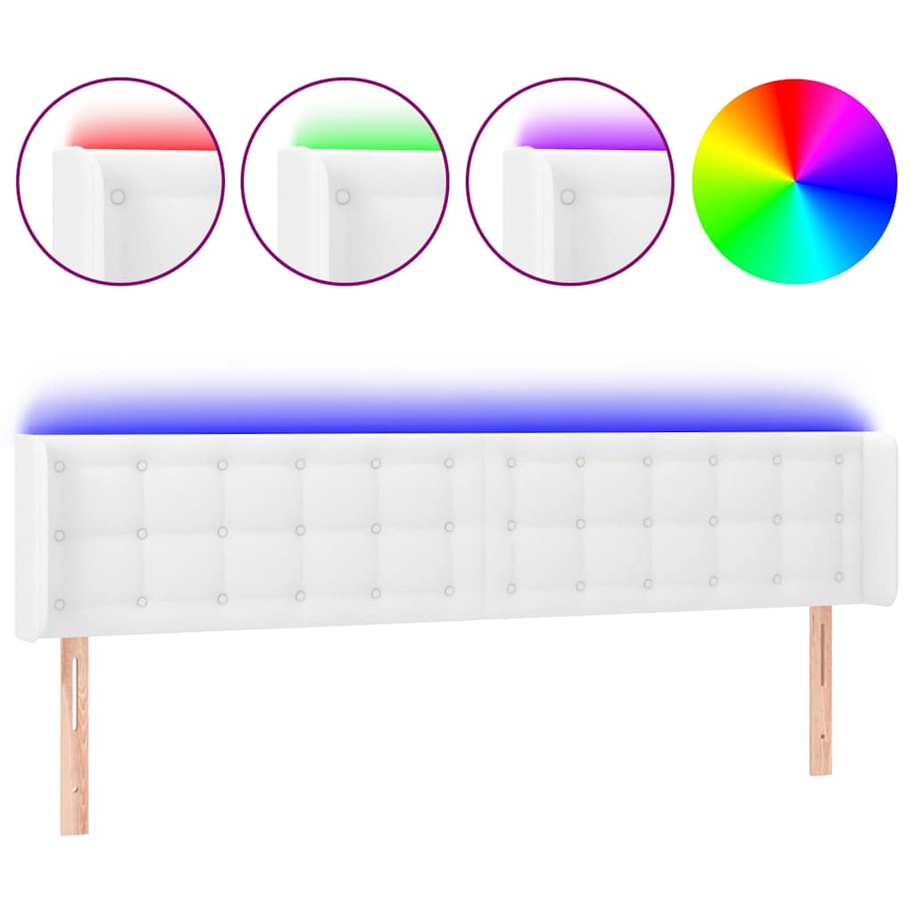 Vidaxl hoofdbord led 183x16x78 88 cm kunstleer wit