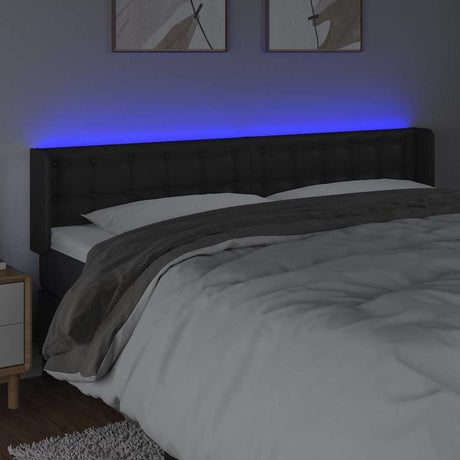 Vidaxl hoofdbord led 203x16x78 88 cm kunstleer zwart