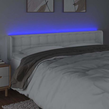 Vidaxl hoofdbord led 203x16x78 88 cm kunstleer wit
