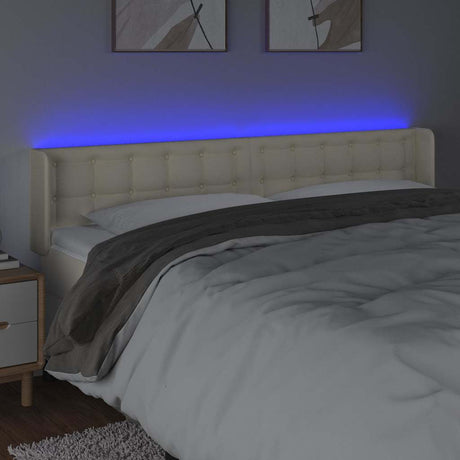 Vidaxl hoofdbord led 203x16x78 88 cm kunstleer crèmekleurig