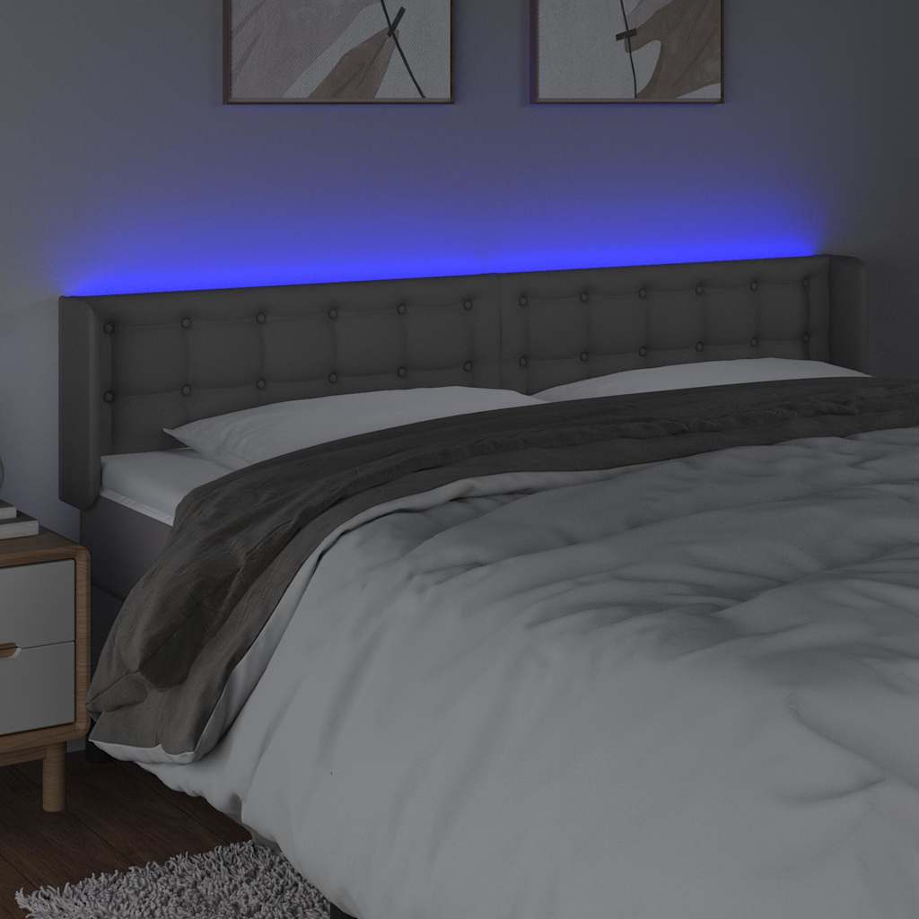 Vidaxl hoofdbord led 203x16x78 88 cm kunstleer grijs
