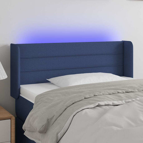 Vidaxl hoofdbord led 93x16x78 88 cm stof blauw
