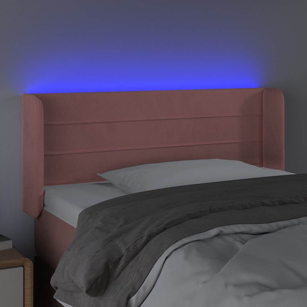 Vidaxl hoofdbord led 93x16x78 88 cm fluweel roze