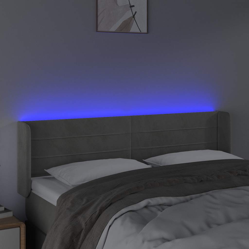 Vidaxl hoofdbord led 147x16x78 88 cm fluweel lichtgrijs