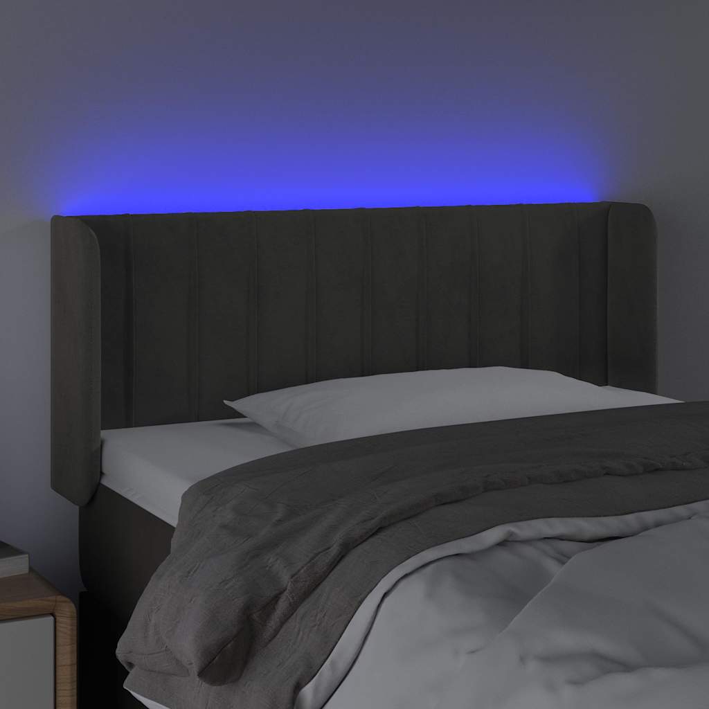 Vidaxl hoofdbord led 103x16x78 88 cm fluweel donkergrijs