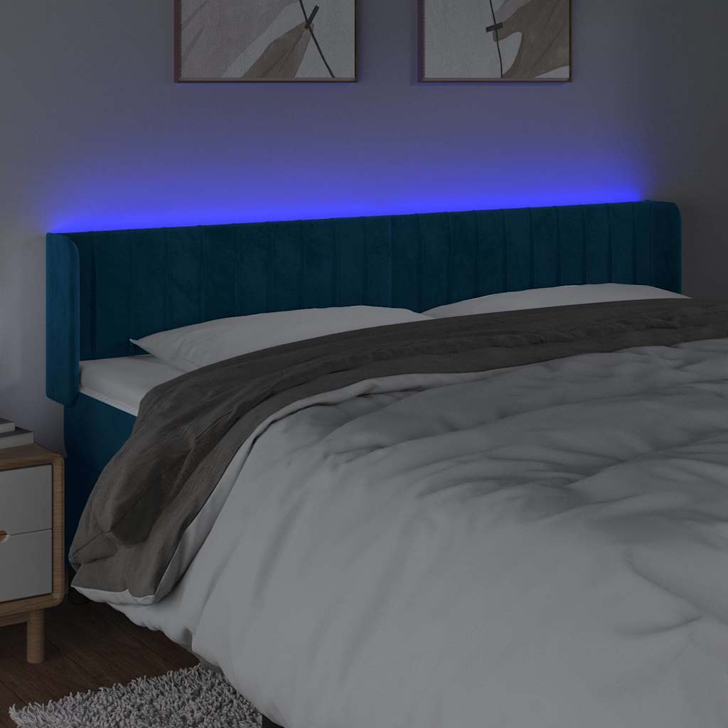 Vidaxl hoofdbord led 183x16x78 88 cm fluweel donkerblauw