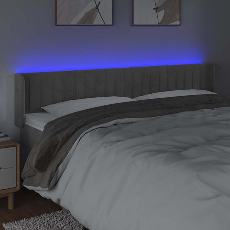 Vidaxl hoofdbord led 203x16x78 88 cm fluweel lichtgrijs