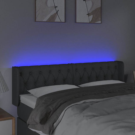 Vidaxl hoofdbord led 163x16x78 88 cm stof donkergrijs