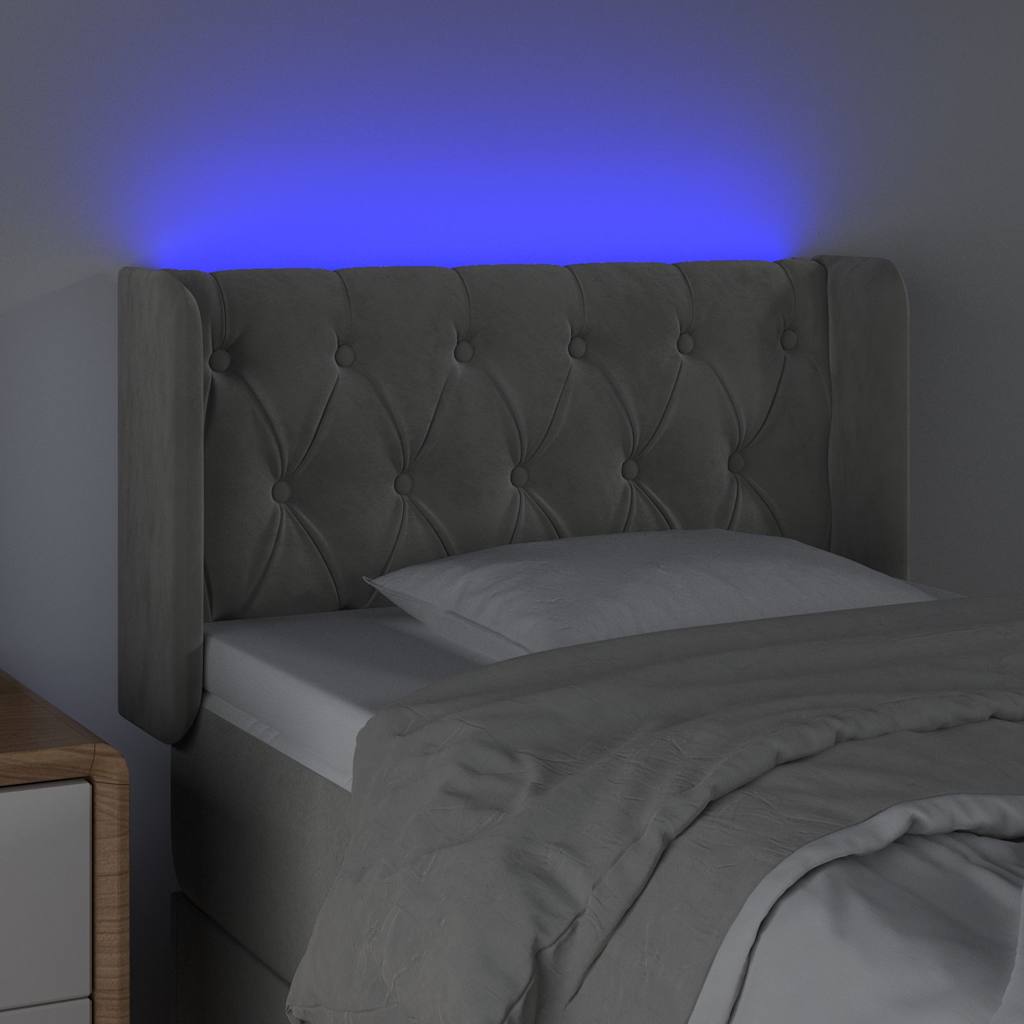Vidaxl hoofdbord led 83x16x78 88 cm fluweel lichtgrijs