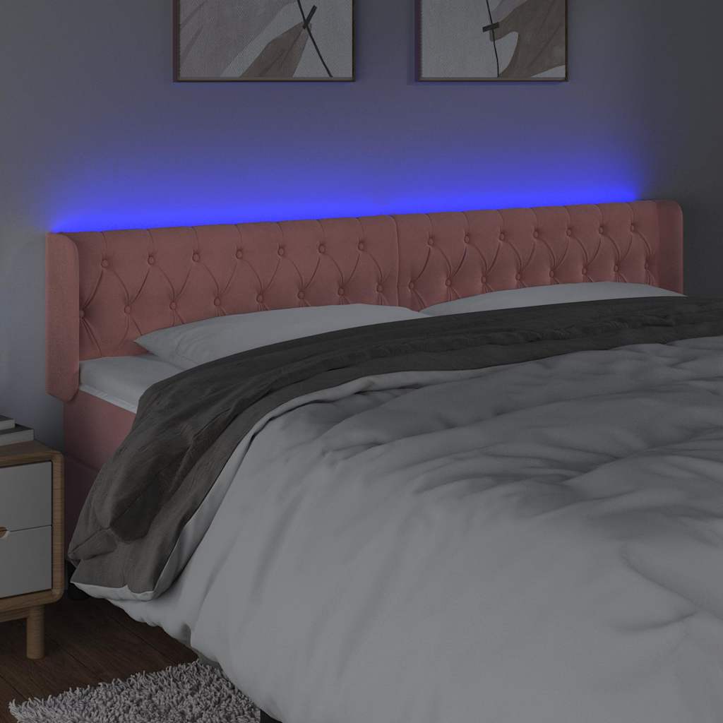 Vidaxl hoofdbord led 203x16x78 88 cm fluweel roze