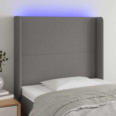 Vidaxl hoofdbord led 93x16x118 128 cm stof donkergrijs