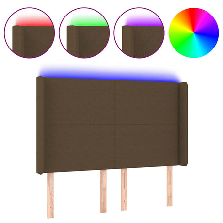 Vidaxl hoofdbord led 147x16x118 128 cm stof donkerbruin