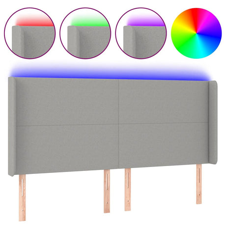 Vidaxl hoofdbord led 163x16x118 128 cm stof lichtgrijs