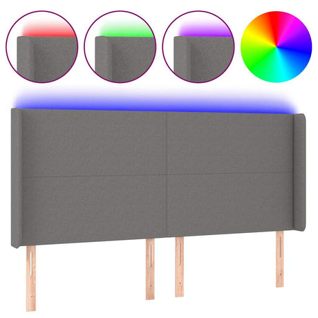 Vidaxl hoofdbord led 163x16x118 128 cm stof donkergrijs
