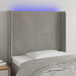 Vidaxl hoofdbord led 83x16x118 128 cm fluweel lichtgrijs