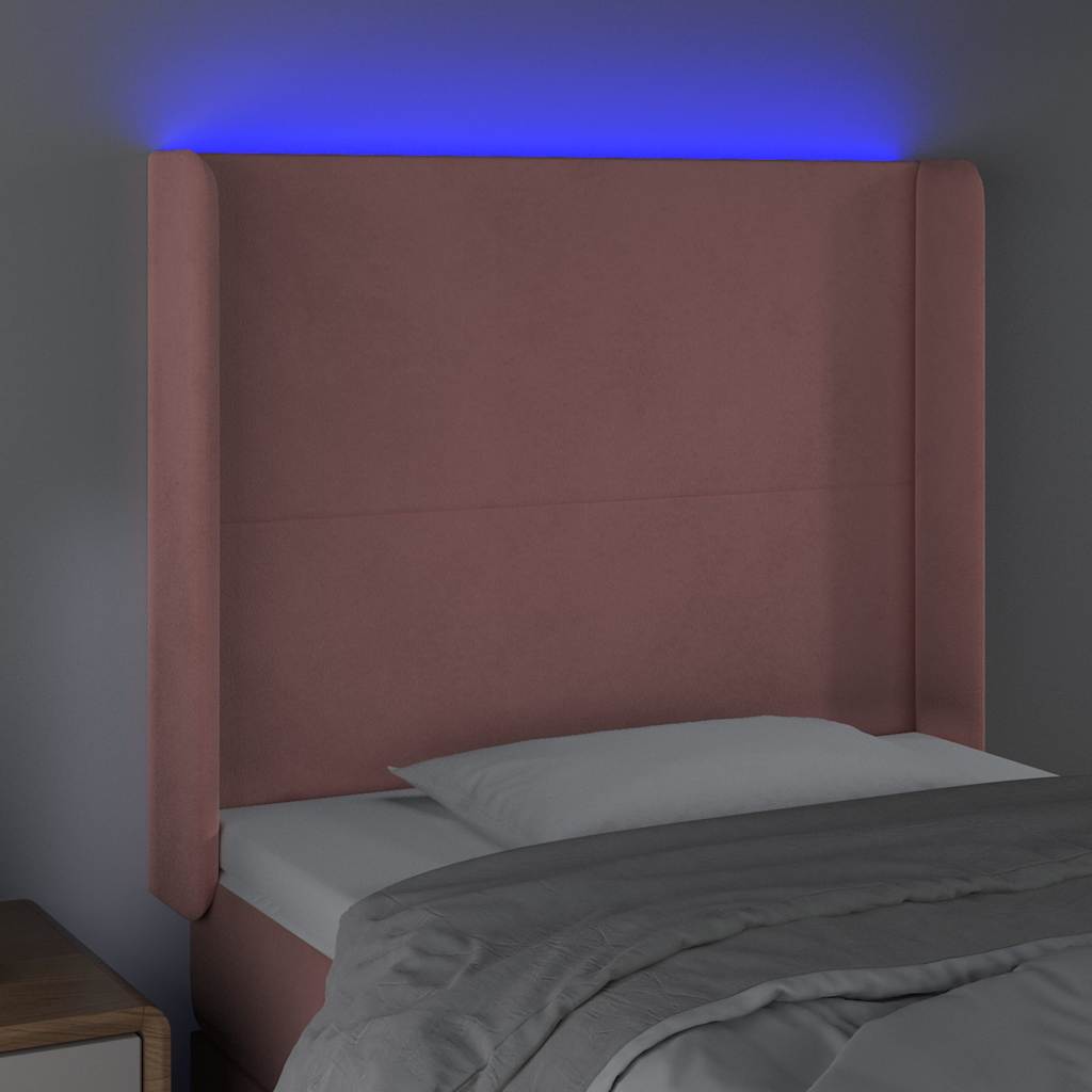 Vidaxl hoofdbord led 103x16x118 128 cm fluweel roze