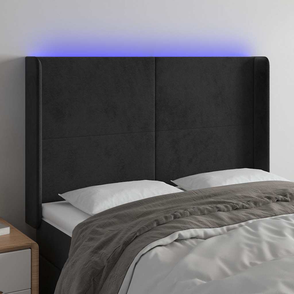 Vidaxl hoofdbord led 147x16x118 128 cm fluweel zwart